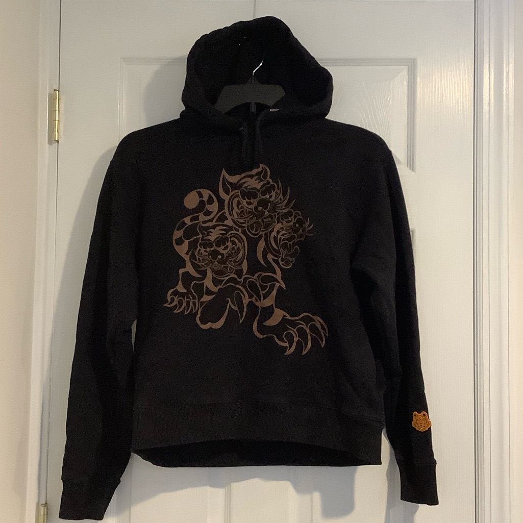 Kenzo X Kansai Yamamoto Trois Tigres Three Headed Tiger Unisex Black Hoodie M
